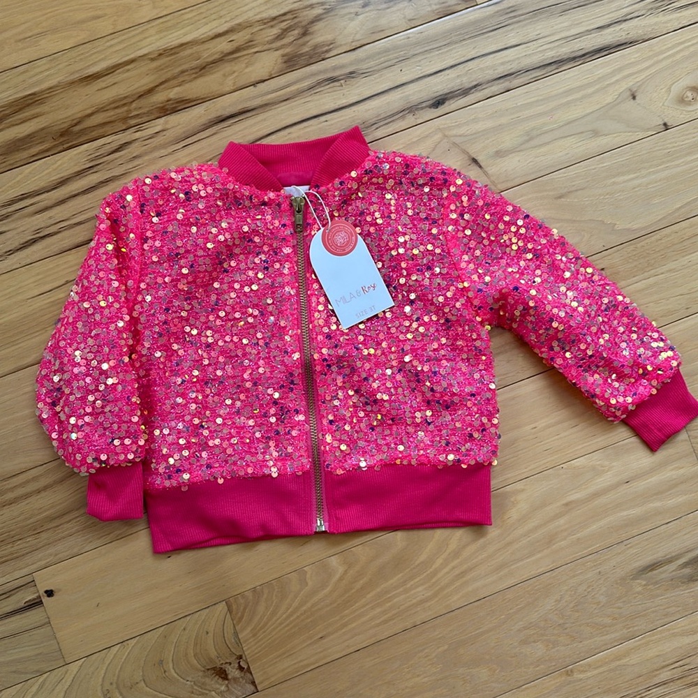 Mila and Rose Hot Pink Sequin Jacket Size 3T